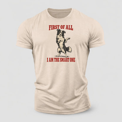 Border Collie Dog Declarations Cotton T-Shirt – Sand