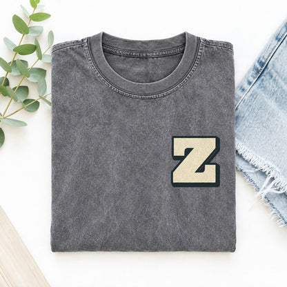Initial Z Left Chest Vintage T-shirt – Grey