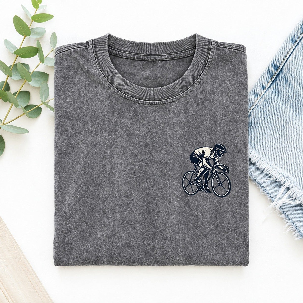 Sprint Cyclist Left Chest Vintage T-shirt – Grey
