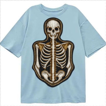 Embroidered Patch Design Skeleton Bones Skeletal System In W Classic T-shirt – Light Blue
