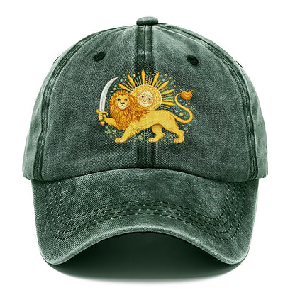 Sword-Wielding Lion Sun Emblem Classic Cap – Forest Mist