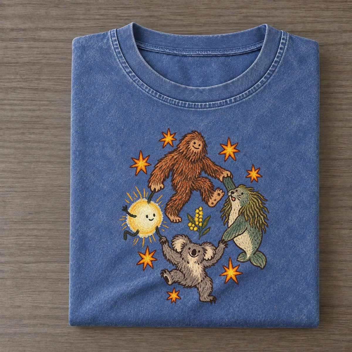 Outback Stomp Cryptid Hoedown Vintage T-shirt – Washed Blue