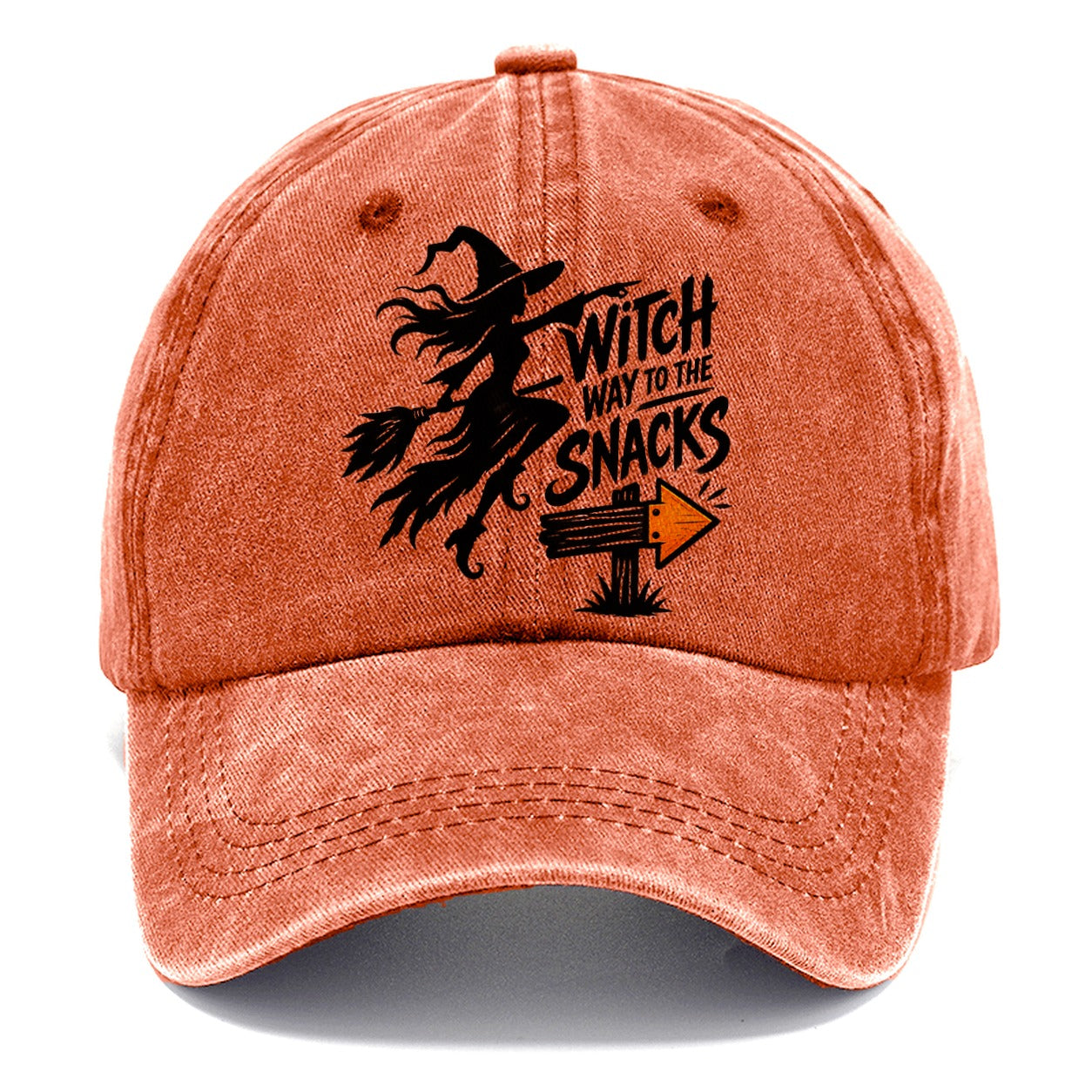 Witch Way To The Snacks Slogan Witch Magic Classic Cap – Terracotta Clay