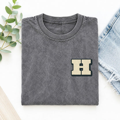 Initial H Left Chest Vintage T-shirt – Grey