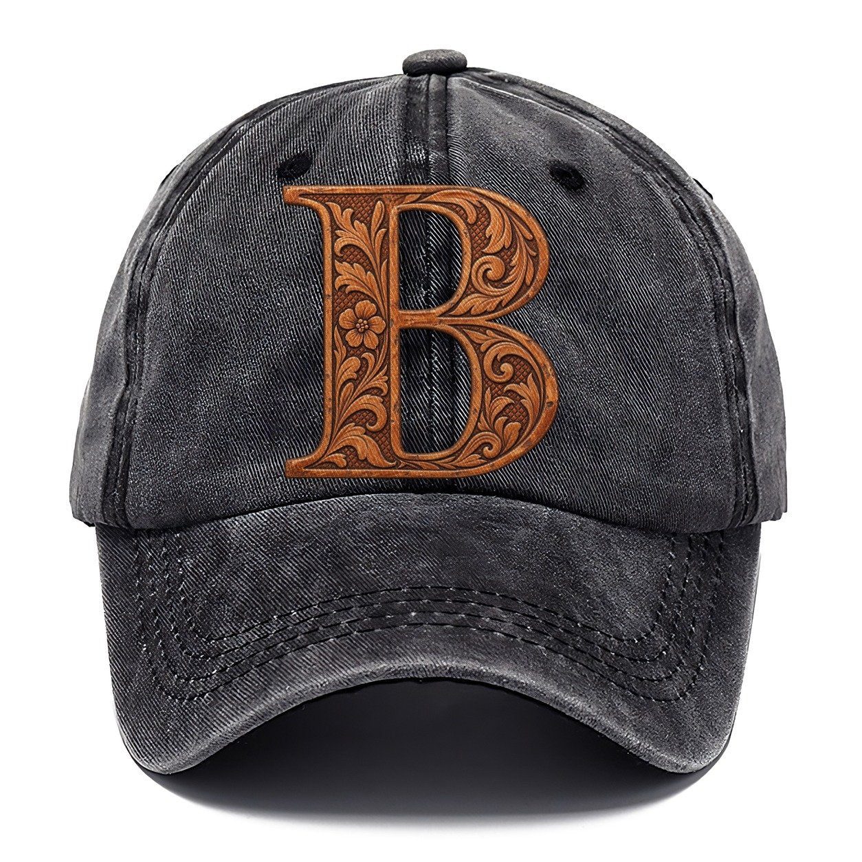 Tooled Leather B Monogram Classic Cap – Graphite
