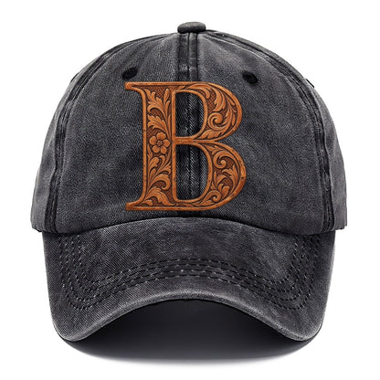 Tooled Leather B Monogram Classic Cap – Graphite