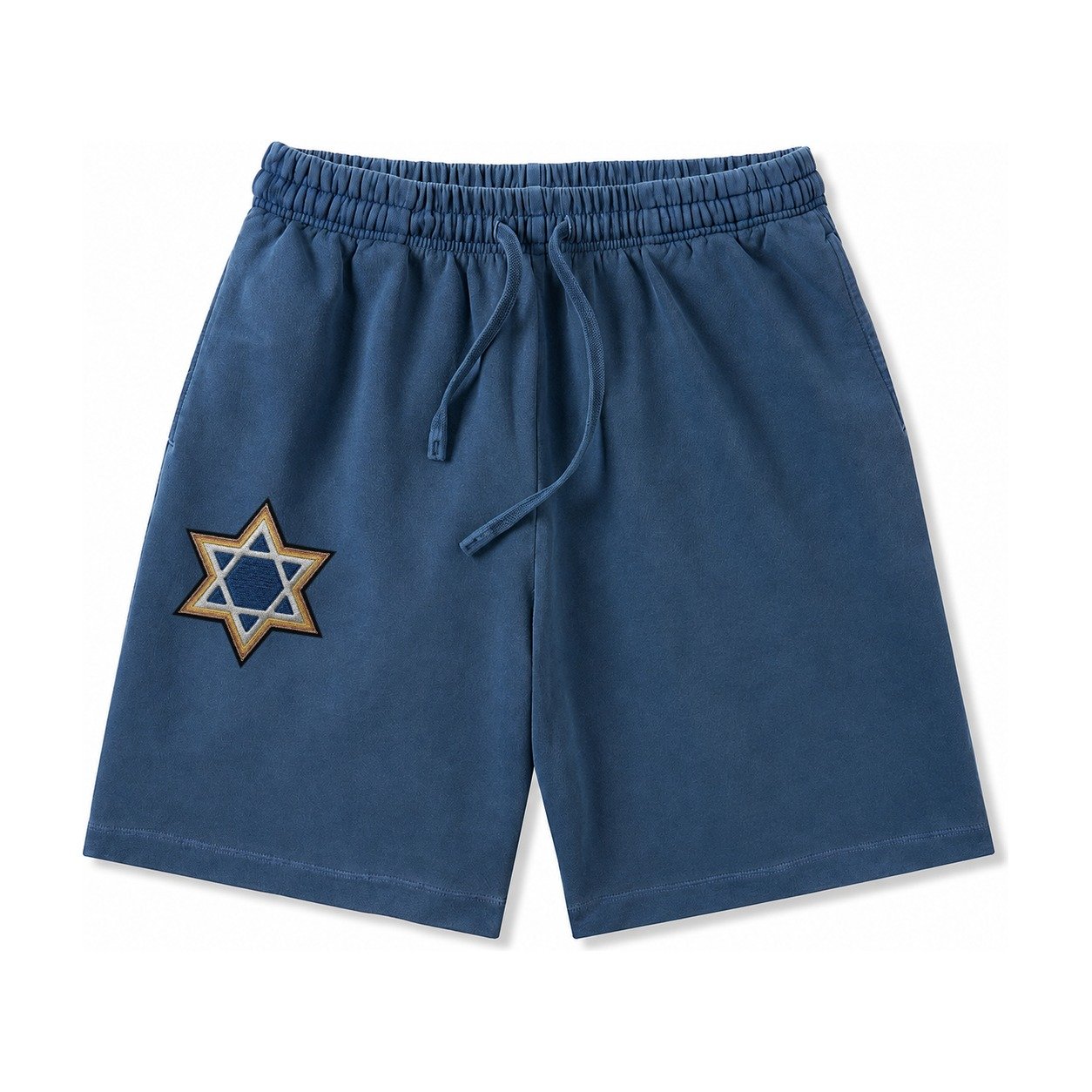 Star Of David Washed Shorts – Denim Blue