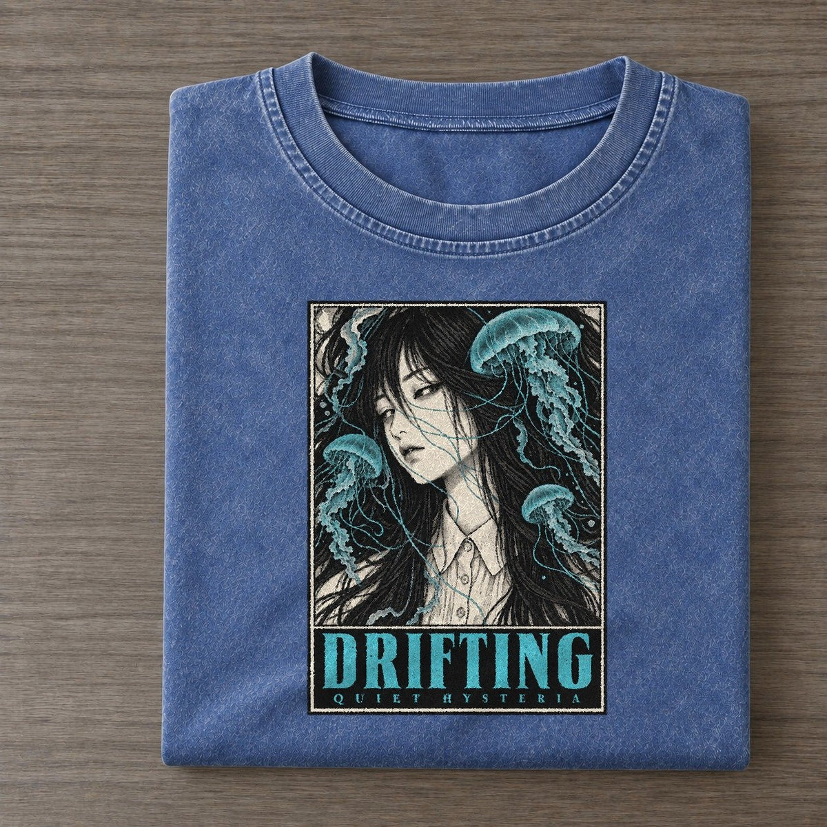Drifting Quiet Hysteria Vintage T-shirt – Washed Blue