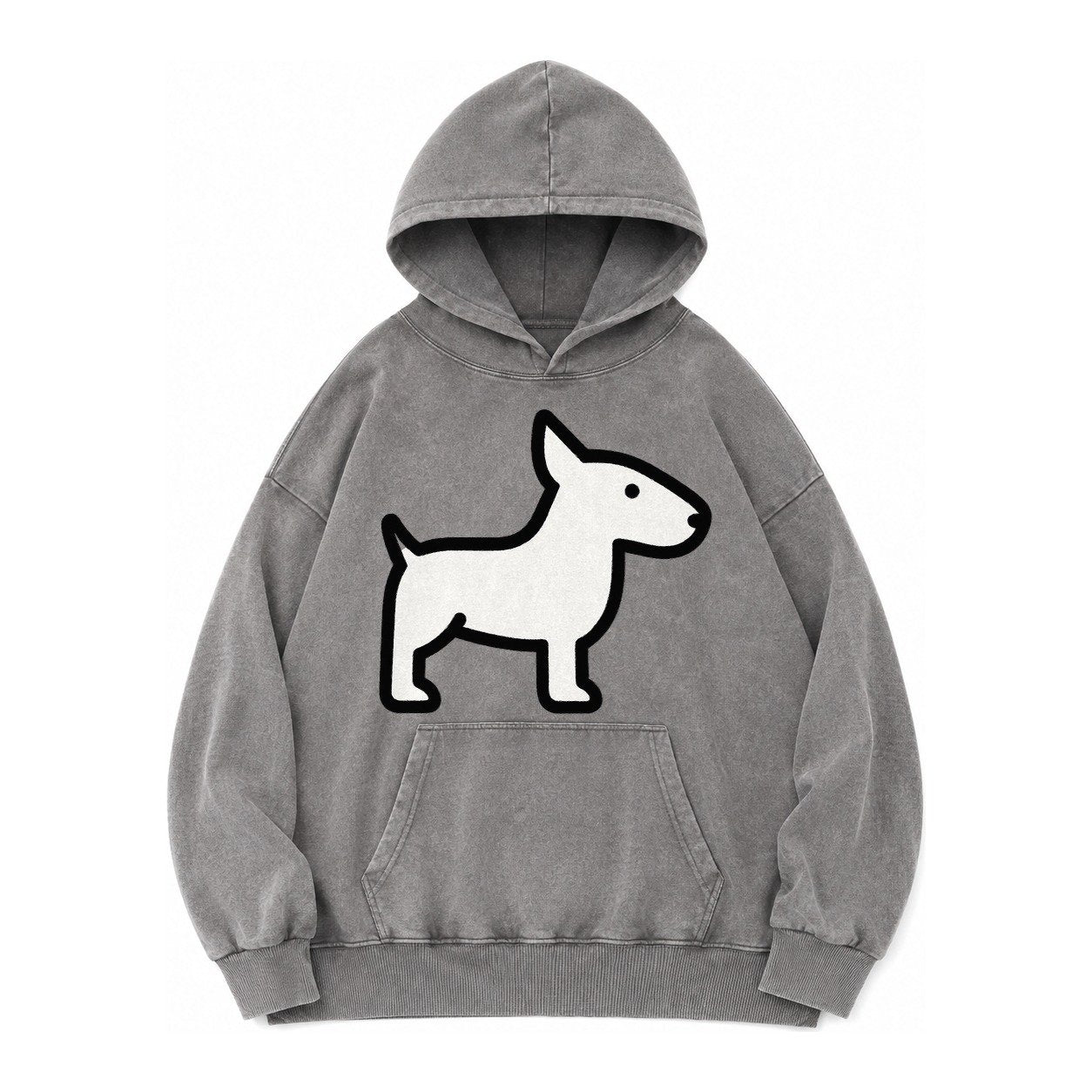 Bull Terrier White Egg Shaped Head Flat Side Profile Vintage Washed Hoodie – Grey