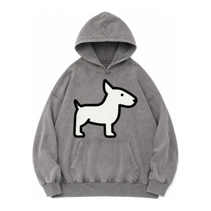 Bull Terrier White Egg Shaped Head Flat Side Profile Vintage Washed Hoodie – Grey