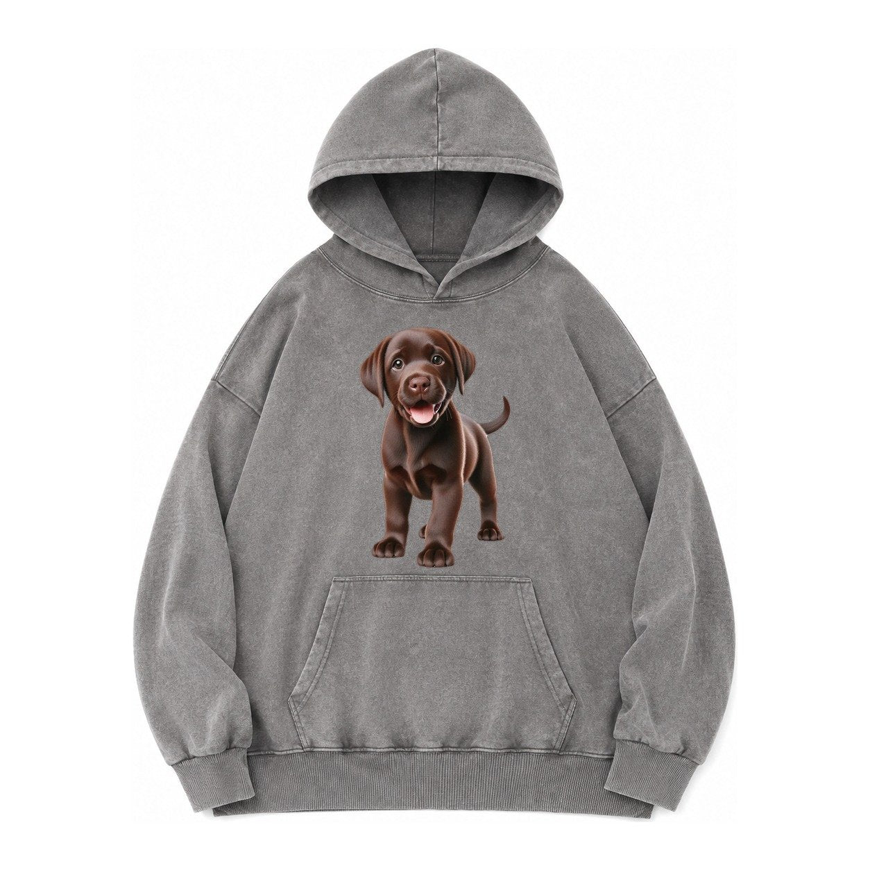 Chocolate Labrador Vintage Washed Hoodie – Grey