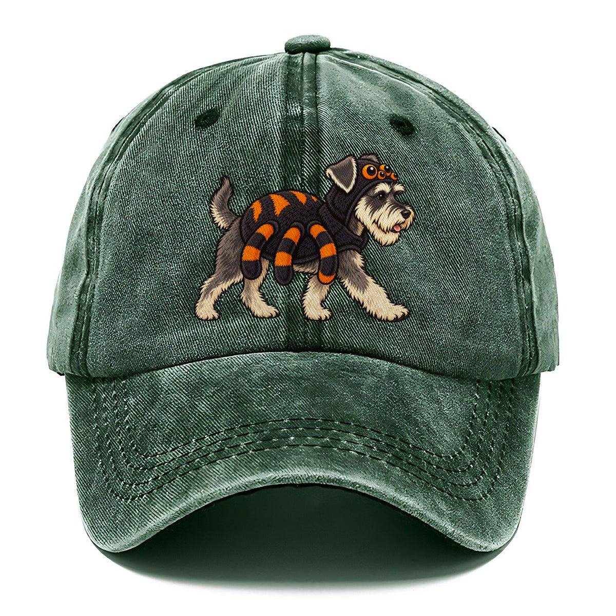 One Miniature Schnauzer In Halloween Costume Spider Costume With Four Extra Soft Plush Legs Halloween Dog Parade Classic Cap – Forest Mist