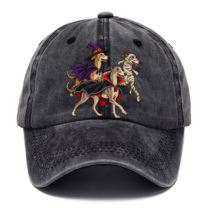 3 Greyhounds In Halloween Costumes Hdp 40 Parade Lineup Halloween Dog Parade Classic Cap – Graphite