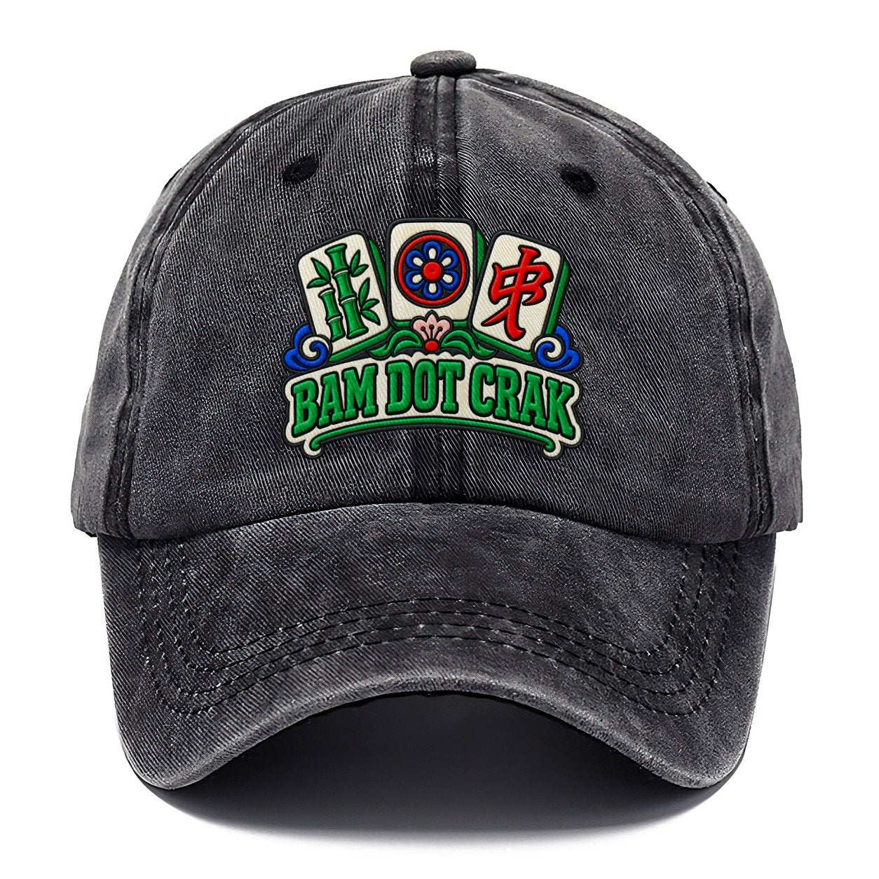 Bam Dot Crak Mahjong Game Night Classic Cap – Graphite