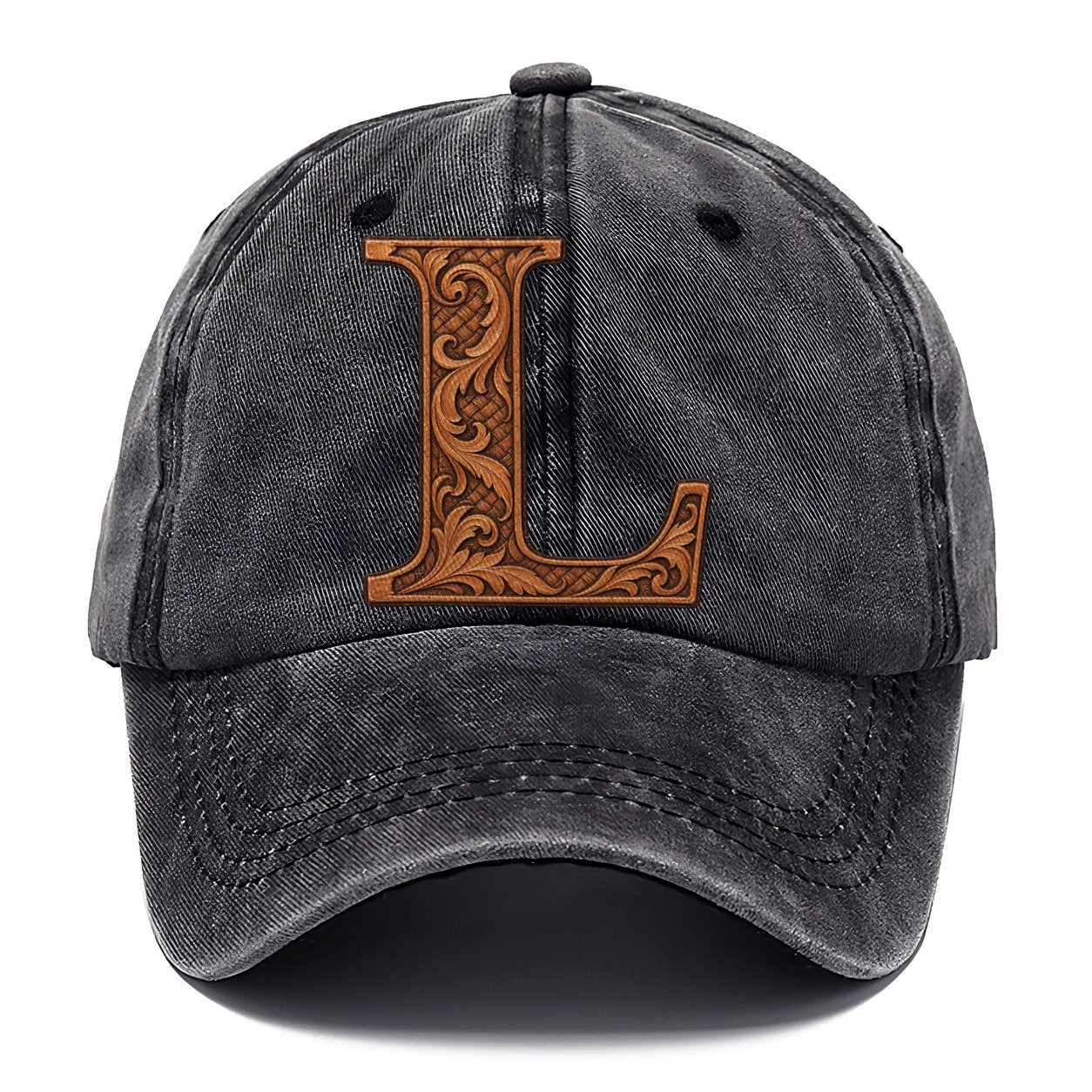 Tooled Leather L Monogram Classic Cap – Graphite