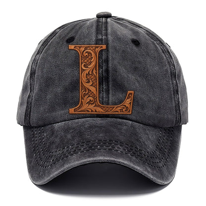 Tooled Leather L Monogram Classic Cap – Graphite
