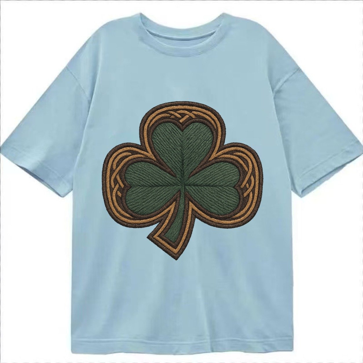 Shamrock Three Leaf Clover With Celtic Border Design Classic T-shirt – Light Blue