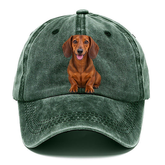 Dachshund Sitting Top Breeds Classic Cap – Forest Mist
