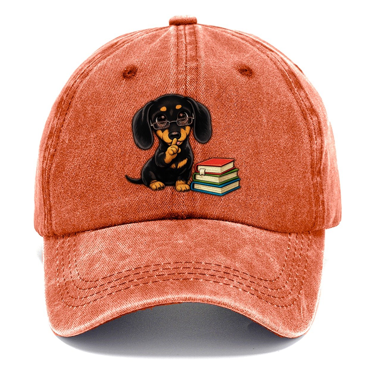 Dachshund Librarian Shushing World Classic Cap – Terracotta Clay