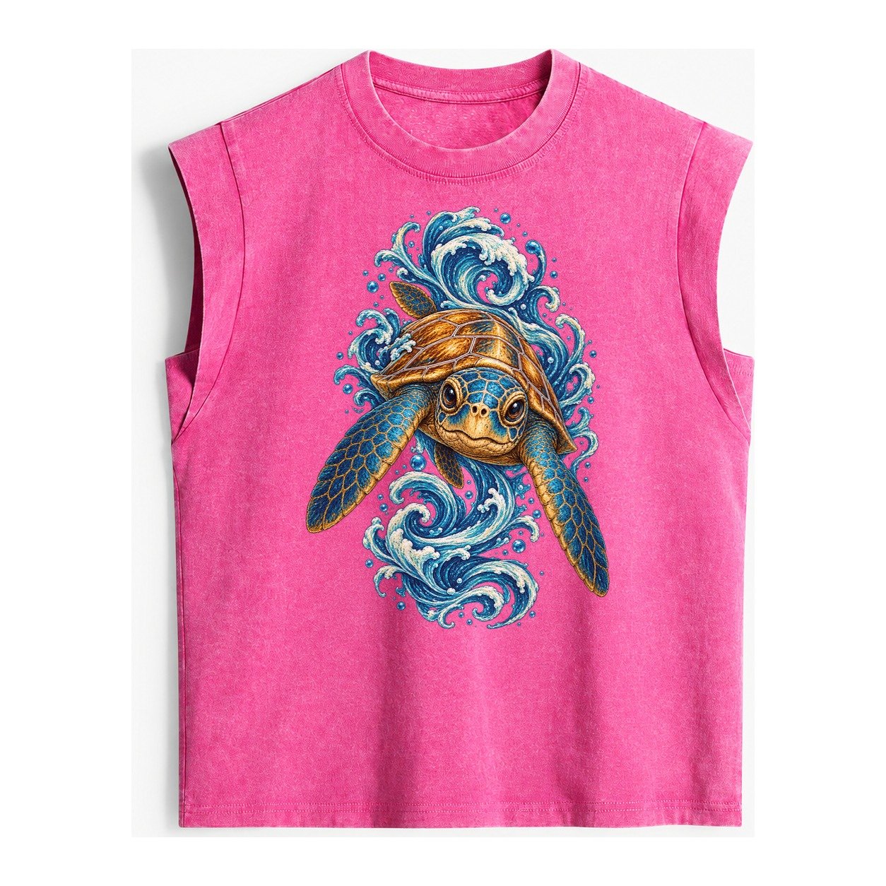 Ornate Sea Turtle Vintage Washed Tank – Pink