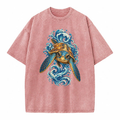 Ornate Sea Turtle Vintage T-shirt – Dusty Rose