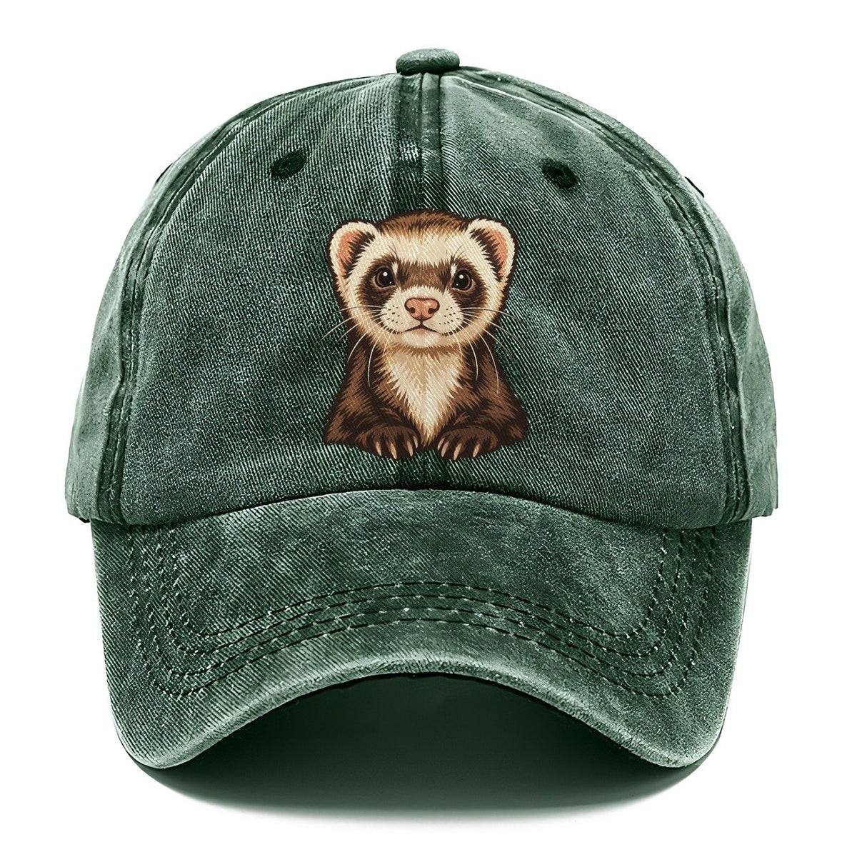 Ferret Mask Portrait Small Pet Logos Classic Cap – Forest Mist