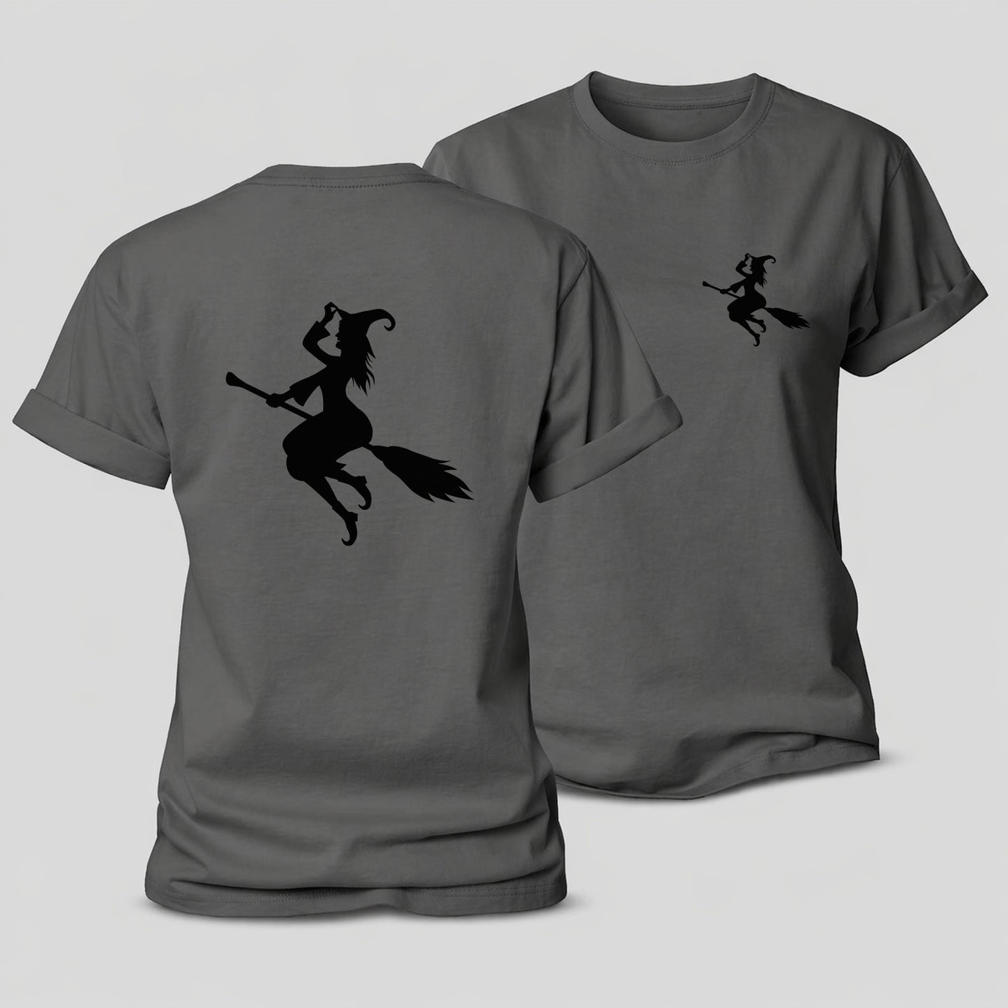 Enchanting Witch On Broom Hat Limited Edition Women's Cotton T-Shirt – Grey