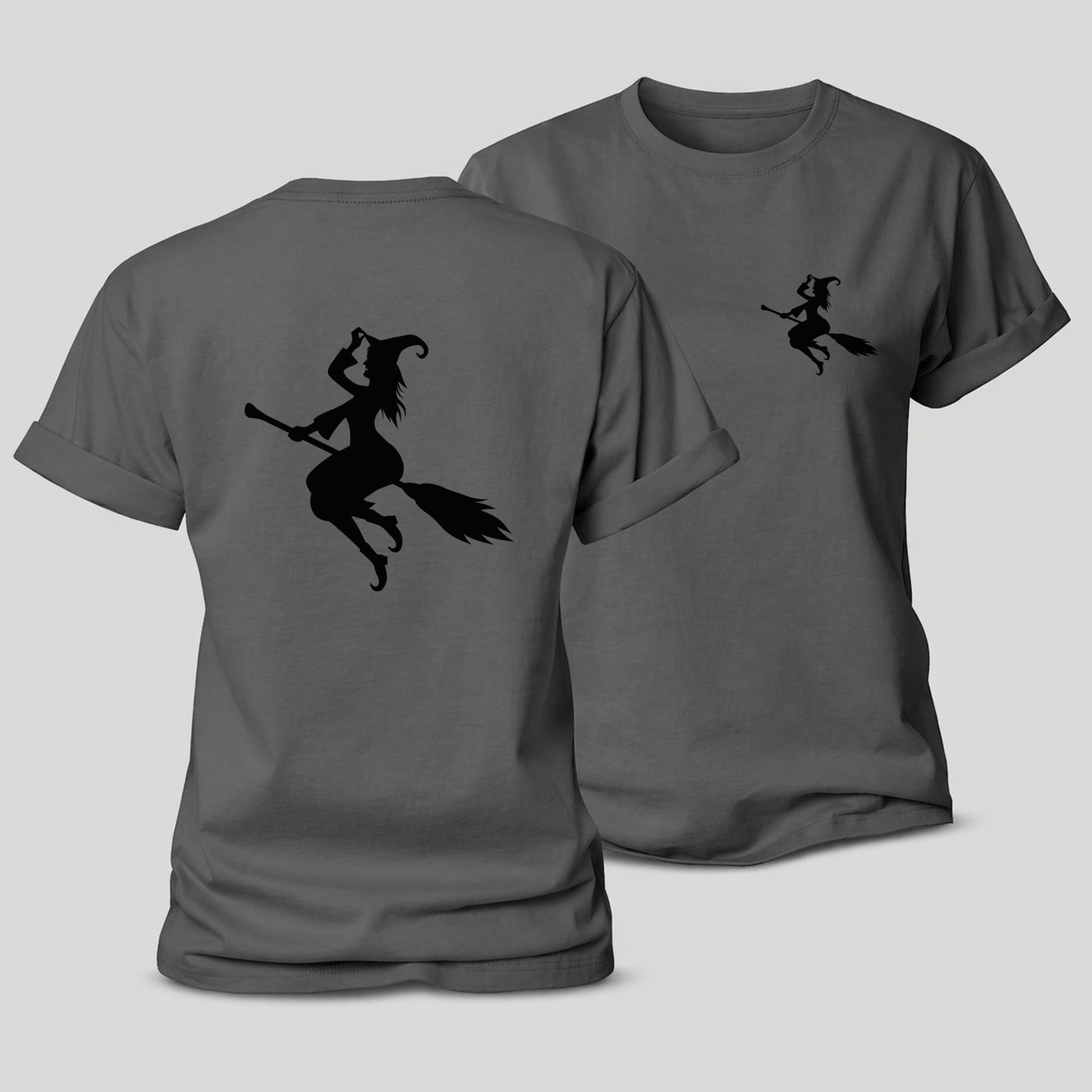Enchanting Witch On Broom Hat Limited Edition Women's Cotton T-Shirt – Grey