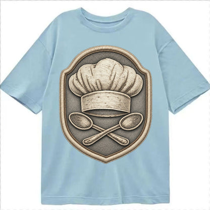 Cooking Chef Hat Toque Blanche With Crossed Spoons In Classic T-shirt – Light Blue