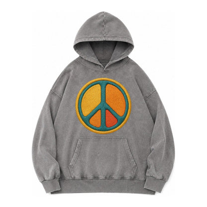 Golden Peace Vintage Washed Hoodie – Grey