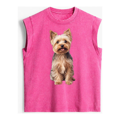 Yorkshire Terrier Dog Vintage Washed Tank – Pink