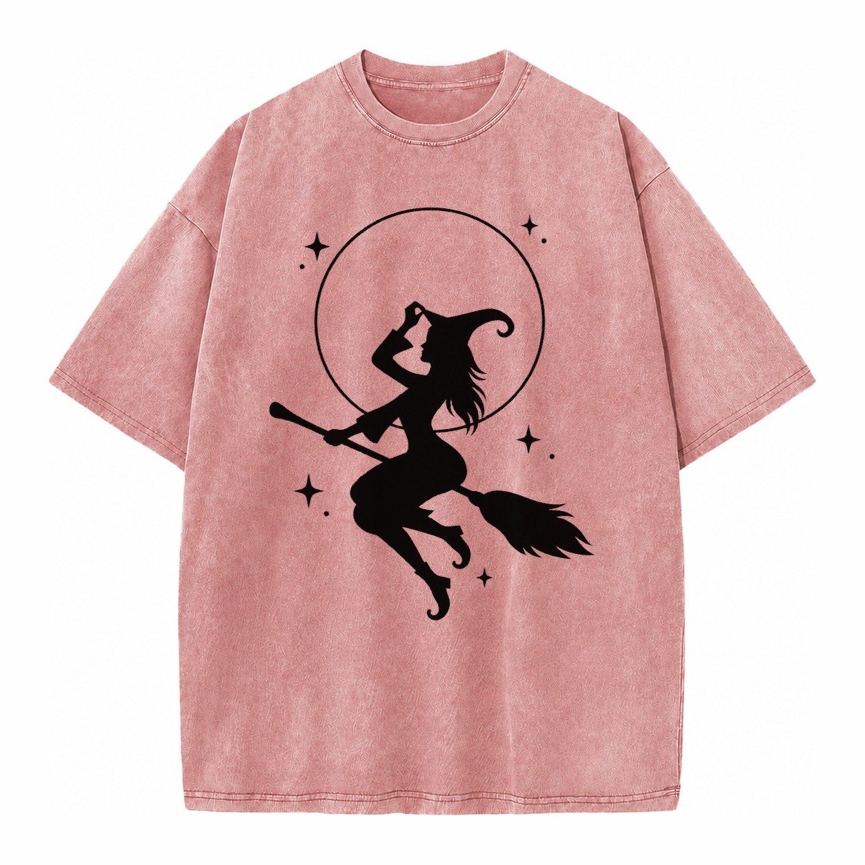 Witch On Broom Vintage T-shirt – Dusty Rose