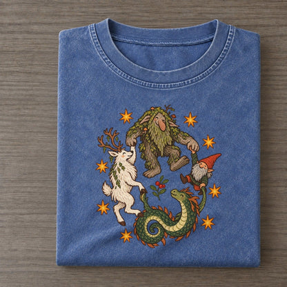 Northern Woods Waltz Cryptid Hoedown Vintage T-shirt – Washed Blue