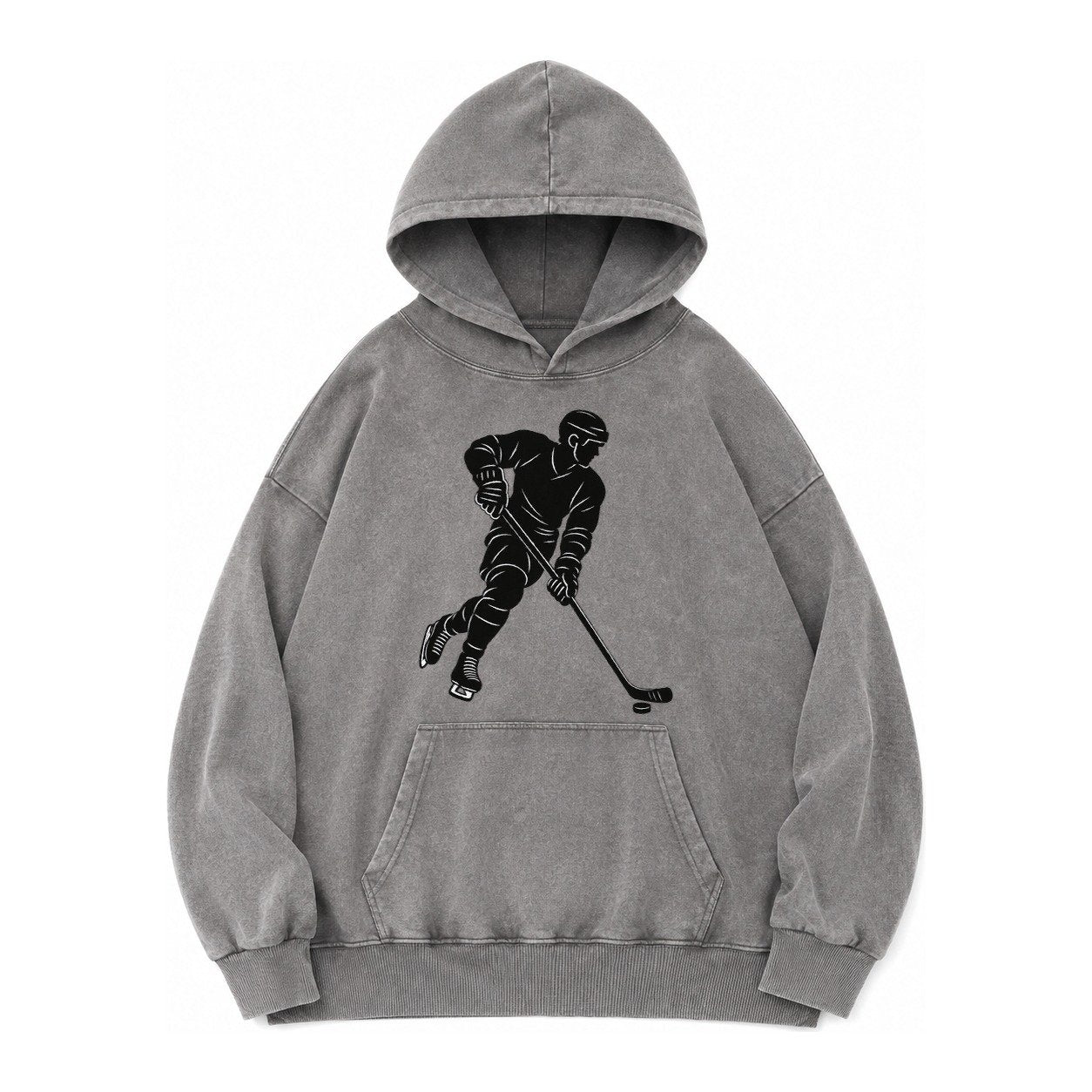 Ice Hockey Player Vintage Washed Hoodie – Grey