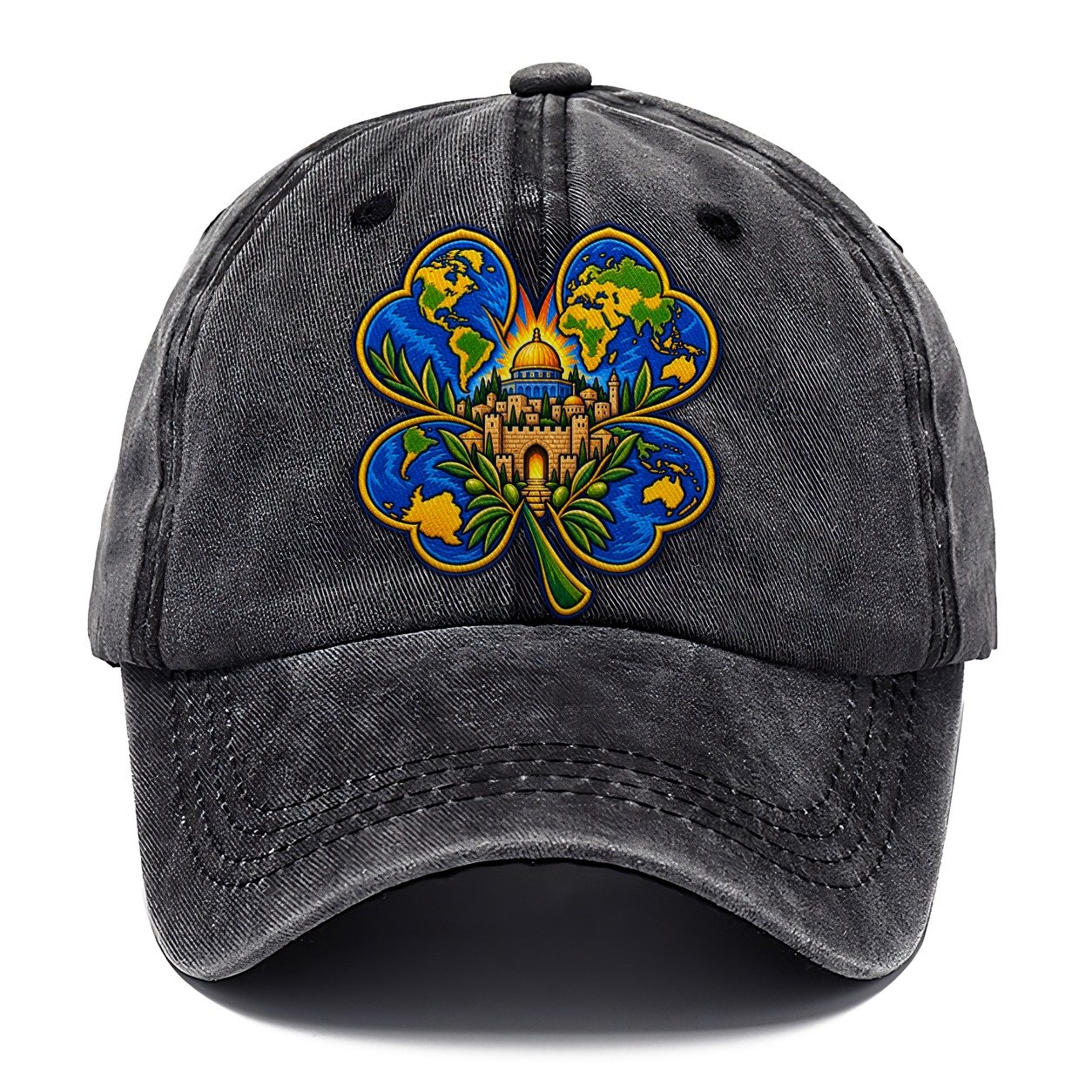 Clover Leaf World Map Jerusalem Classic Cap – Graphite