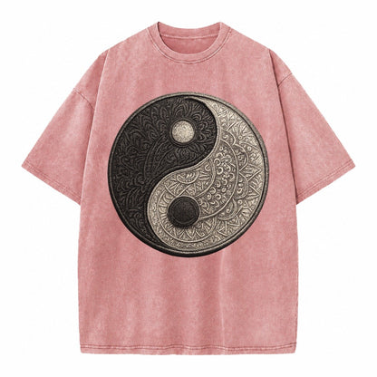 Mandala Yin Yang Vintage T-shirt – Dusty Rose