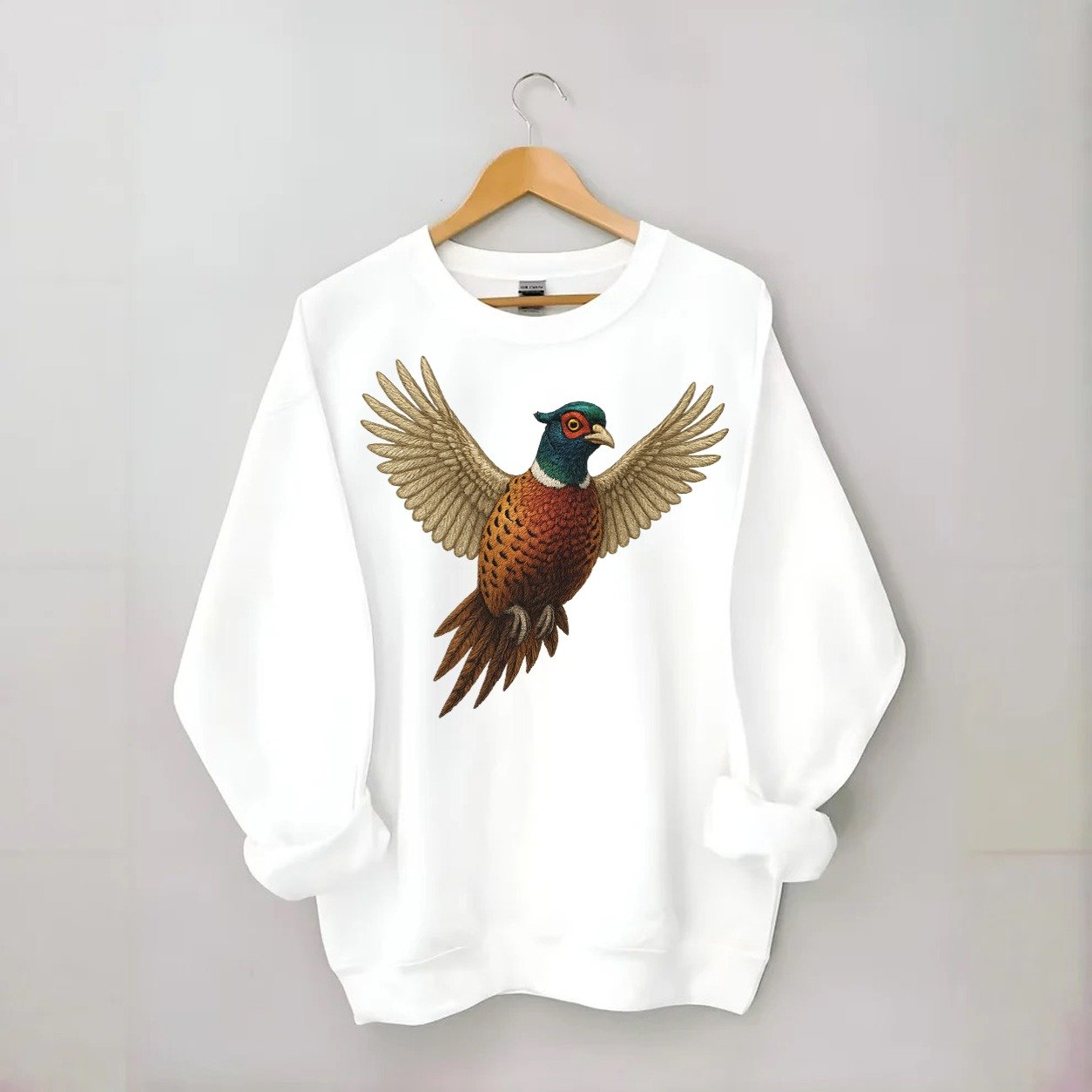Pheasants Flight Collection Crewneck Sweatshirt – White