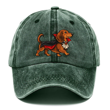 One Dachshund In Halloween Costume Vampire With A Small Cape And Pointed Collar Halloween Dog Parade Classic Cap – Forest Mist