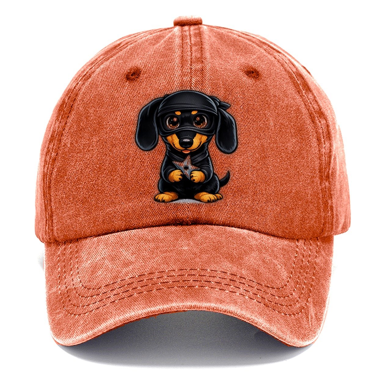 Ninja Dachshund Throwing Star Classic Cap – Terracotta Clay