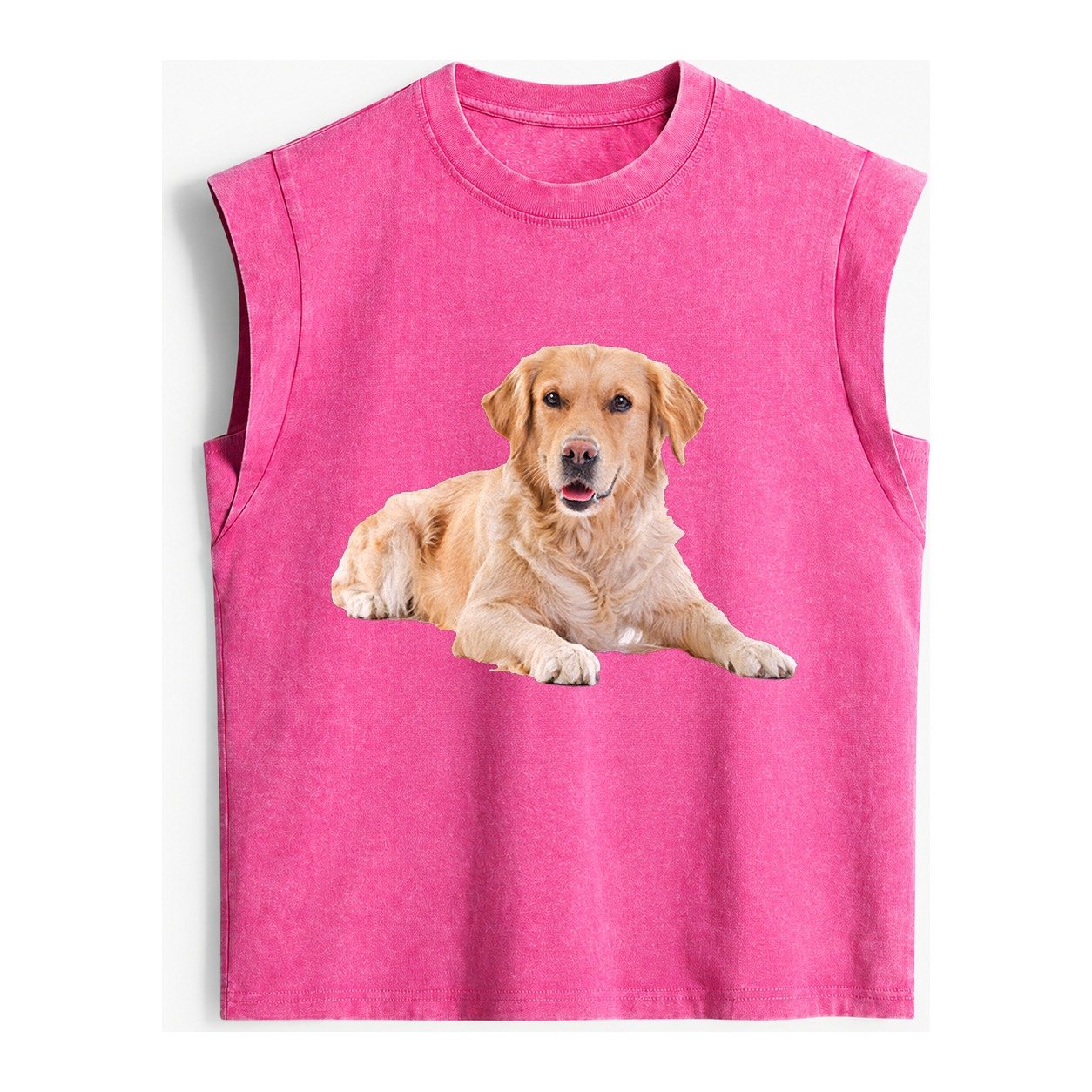 Golden Retriever Laying Dow Vintage Washed Tank – Pink