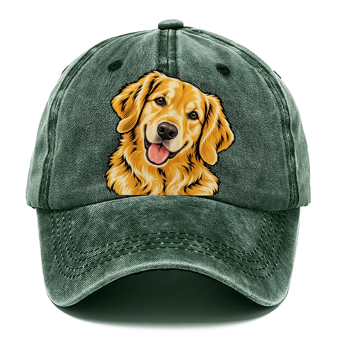 Pop Art Golden Retriever Head Tilt Classic Cap – Forest Mist
