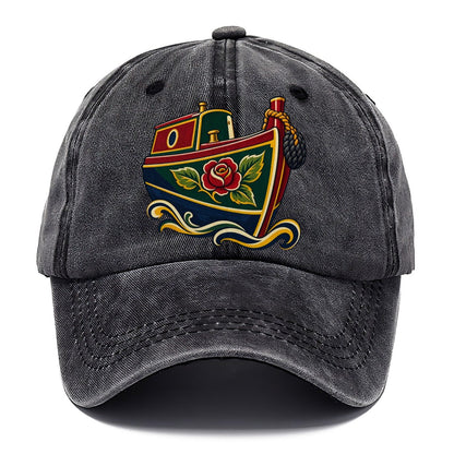 Canal Narrowboat Rose Painted Bow Uk Culture Heritage Classic Cap – Graphite