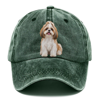 Shih Tzu Sitting Upright Top Breeds Classic Cap – Forest Mist
