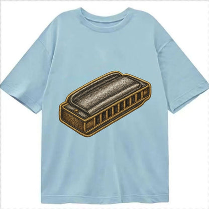 Harmonica Blues Harp With Chrome Covers Classic T-shirt – Light Blue