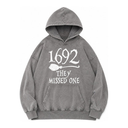 1692 They Missed One Vintage Washed Hoodie – Grey