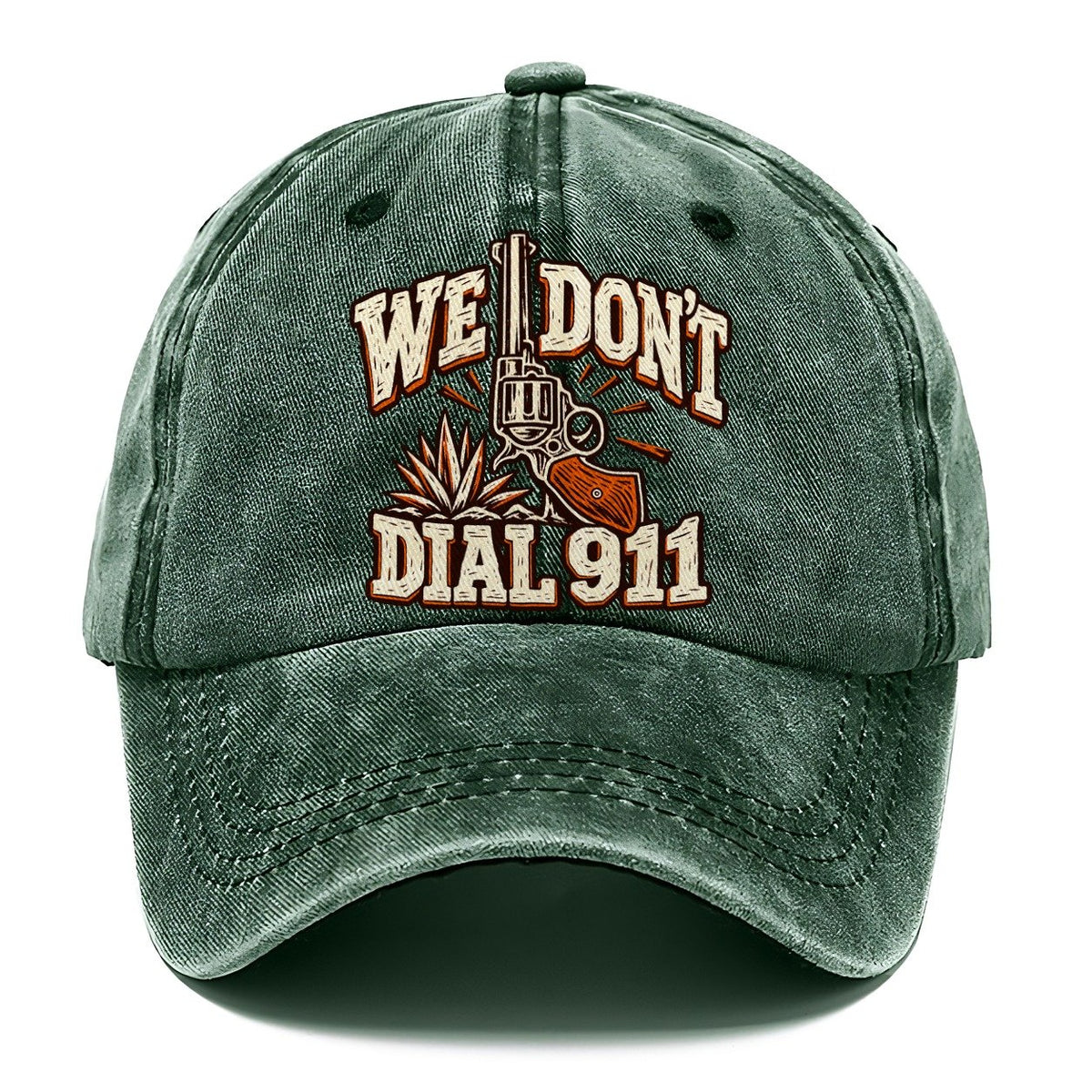 Ranch Linocut We Don't Dial 911 Classic Cap – Forest Mist