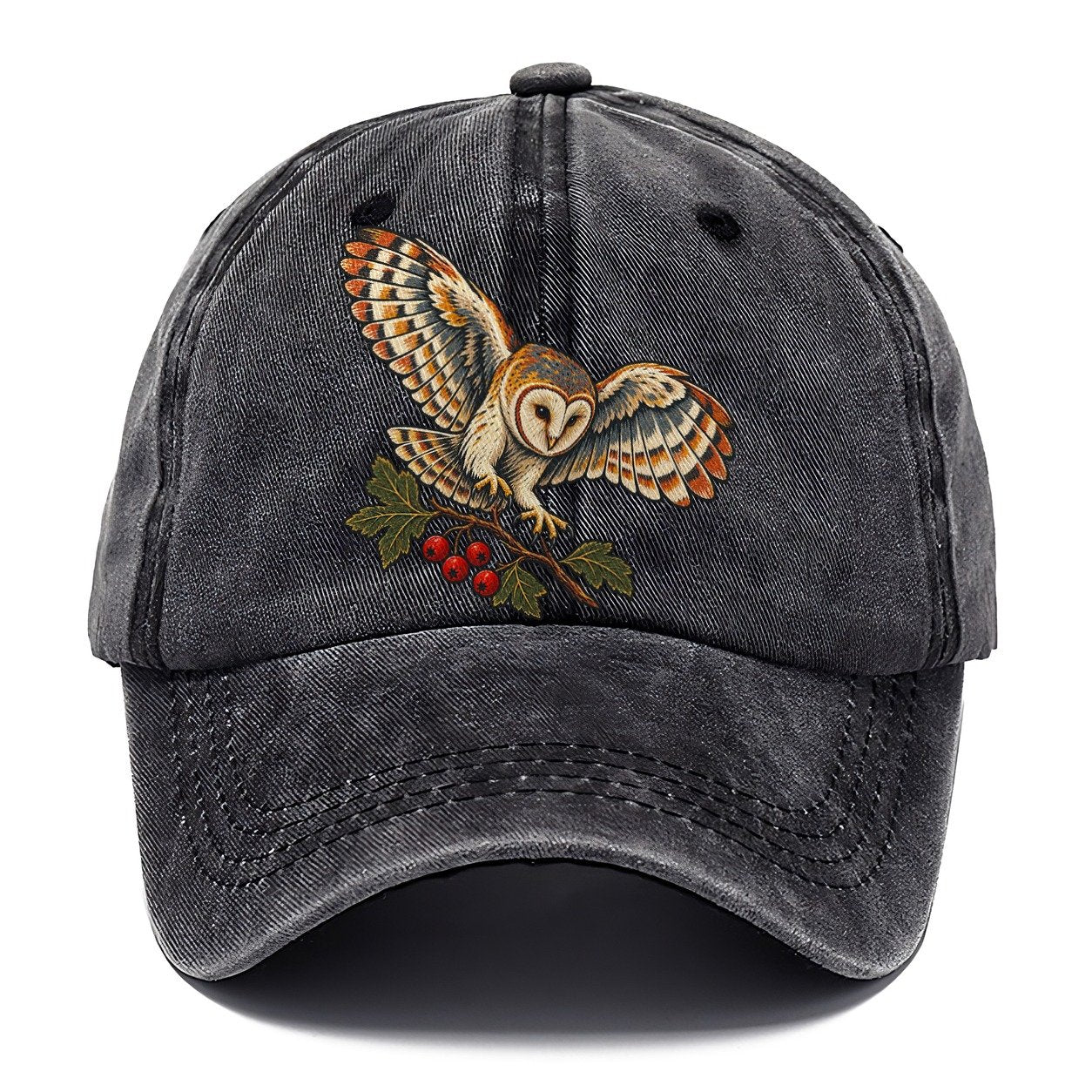 Barn Owl And Hawthorn Berries Uk Culture Heritage Classic Cap – Graphite