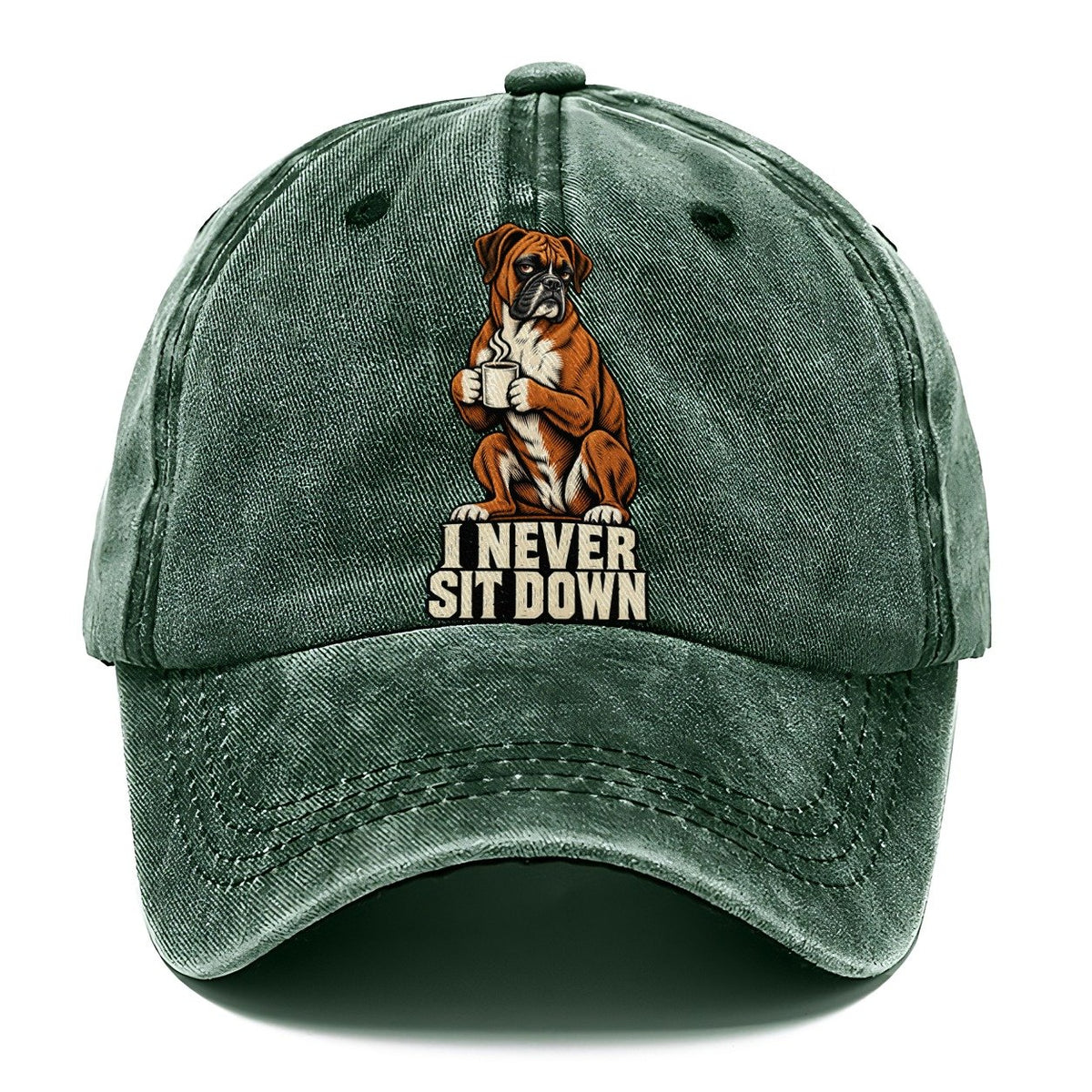 Boxer Dog I Never Sit Down Coffee Classic Cap – Forest Mist