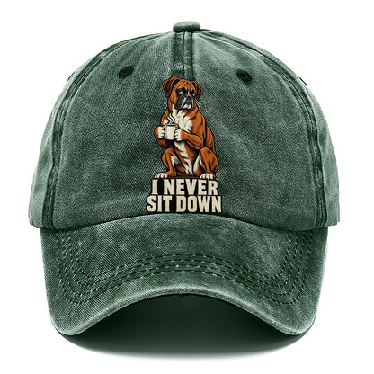 Boxer Dog I Never Sit Down Coffee Classic Cap – Forest Mist