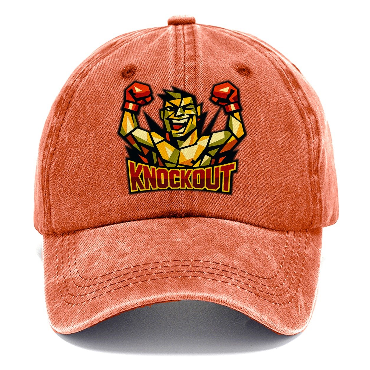 Fighter Arms Raised Victory Moment After Classic Cap – Terracotta Clay